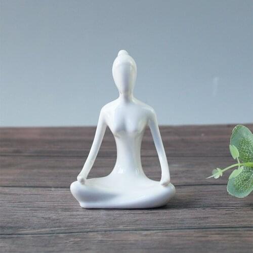18 Styles White Ceramic Yoga Figurines Yoga Miniatures Abstract Yog Stattues Yoj Figurines Yoga Girl Home Room Table Art Crafts
