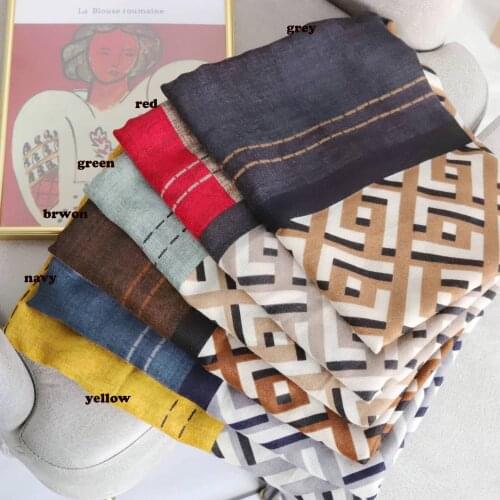 2021 Fashion Geometry Pattern Cotton Viscose Printed Scarf Shawls Wraps 6Colors 10pcs/lot