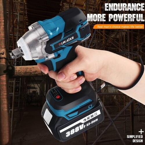 388V Brushless Cordless Electric Impact Wrench Rechargeable 1/2 inch Wrench Hand Drill Installation Power Tools with 1/2 Battery
