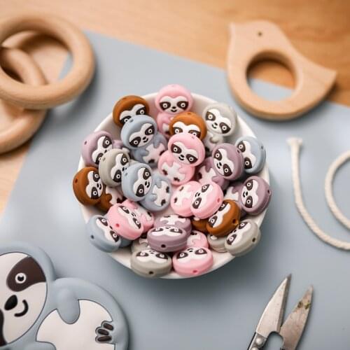 Bite Bites 5pcs Silicone Beads Baby Teether Animal Sloth Tiny Rod DIY Pacifier Chain Nursing Bracelet Baby Product For Newborn T