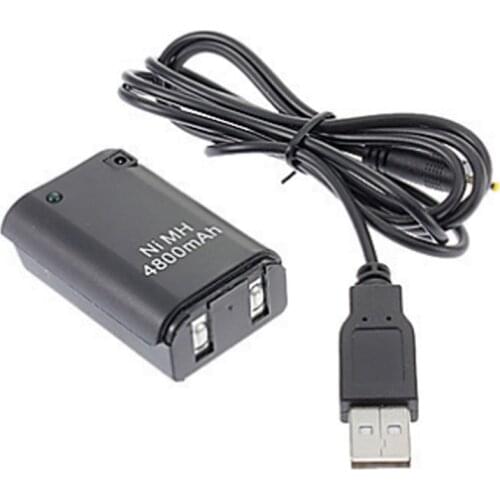 AIMIHUO 4800mAh Bateria Pack+Charger Cable For Xbox 360 Wireless Game Controller White Rechargeable Battery Pack Replacement