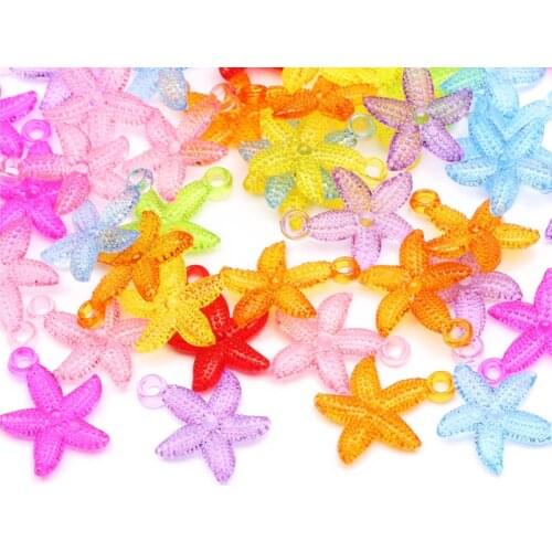 23x19mm Color Mixed Starfish Acrylic Loose Spacer Beads For Jewelry Making DIY Charm Necklace Bracelet Beaded Accessories 30pcs