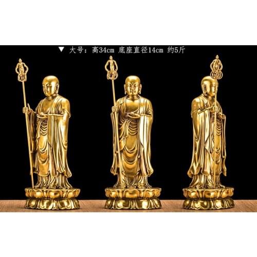 TOP GOOD Ksitigarbha Bodhisattva Buddha figure # Buddhist HOME familyProtection FENG SHUI copper Sculpture statue