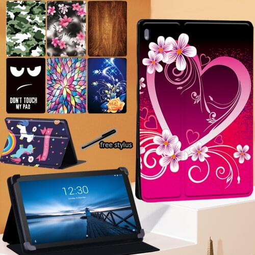 Old Image Series Pattern Tablet Stand Cover Case for Lenovo Tab E10 10.1 Inch/Lenovo Tab M10 10.1 Inch/Tab M10 FHD Plus 10.3"