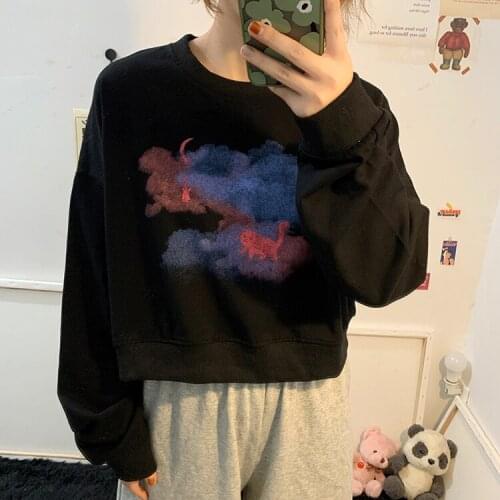 Cheap wholesale 2021 spring autumn new casual Girls cute women Sweatshirt woman Hoodies female Lady crewneck sweatshirt Ay201