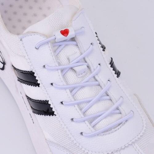 25 Colors Round Shoelaces Elastic Suitable for all Shoes No Tie Shoelace Leisure Sneakers Quick Metal Love buckle Lazy Lace