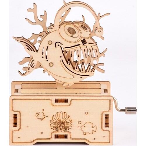 FEOOE Puzzle Assembled Building Blocks Childrens Puzzle Toys Childrens Building Blocks Lantern Fish Hand Music Box Custom CJ