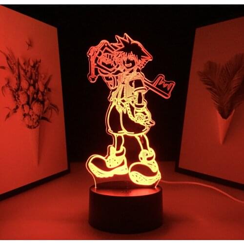 Game Kingdom Hearts Figure Sora Keyblade Child Bedside Night Light LED Color Changing Kids Bedroom Decor Nightlight Sora Lamp