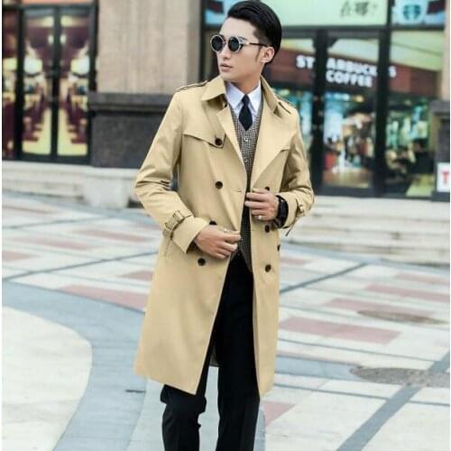 Double breasted mens trench coats man 2020 spring autumn fashion long coat men clothes slim fit overcoat men sleeve big size 9XL