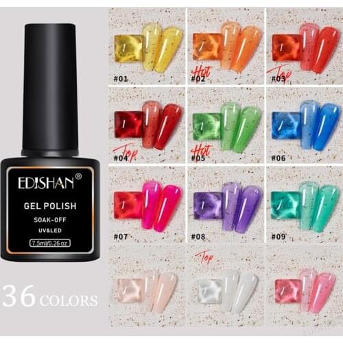 36 Colors Gel Nail Polish Crystal Ice Through Nail Polish Glue Jelly Color Ice Muscle Nail Gel Varnish Soak Off Nail Art Gel