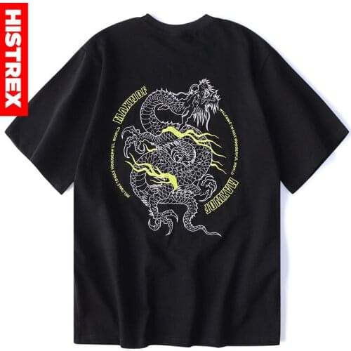 Histrex Embroidery Chinese Dragon Men T Shirt Clothing O Neck Hip Hop Harajuku T-Shirts Vintage Casual T-Shir Tshirt Man 0Y403