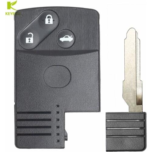 KEYECU 3 BUtton Replacement Smart Card Remote Key Shell Case FOB UNCUT KEY FOR Mazda 5 6 CX-7 CX-9 RX8 Miata MX5