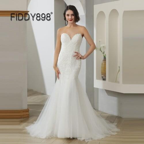 FIDDY898 Lace Mermaid Wedding Dress Sweetheart White Dress Simple Elegant Bridal Gown Plus Size Bridal Dress vestidos de novia