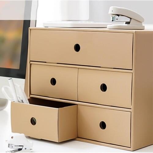 Multi-layer File Drawer Storage Box Creative Multifunctional Kraft Paper DIY Sundry Document Home Cosmetic Jewelry Organizer