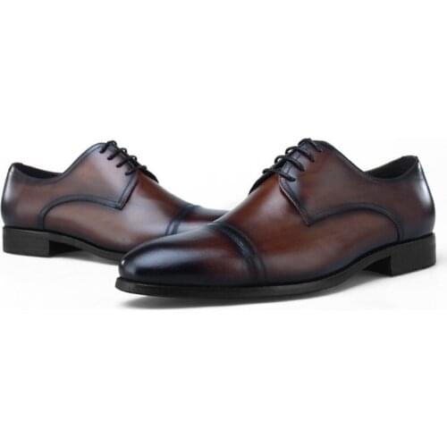 Fashion Black / Brown Tan Wedding Dress Shoes Genuine Leather Oxfords Male Business Shoes