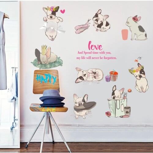 Cartoon Cute Dog Wall Stickers for Kids Rooms Removable Baby Bedroom Decor Vinyl Wall Art Decoration Posters Bath Sticker