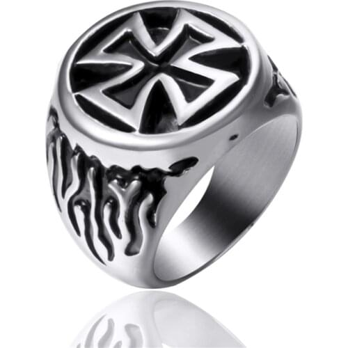 Mens Stainless Steel Ring Silver Iron Cross Biker Wholesale Jewelry