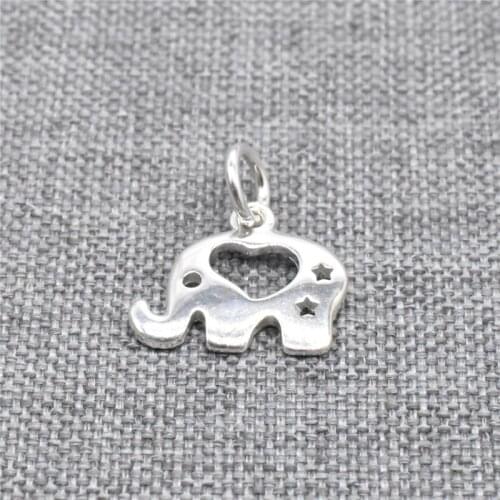 2 Pieces of 925 Sterling Silver Heart Star Elephant Charms for Bracelet Necklace