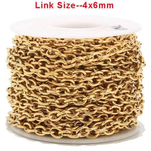 1m/2m Stainless Steel 4*6mm Gold Plated Circle Oval Link Chains For DIY Jewelry Necklaces Making Handmade Findings