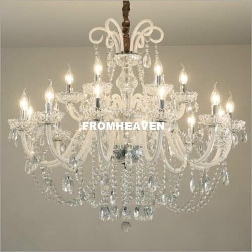Modern Clear White Candle Crystal Chandeliers Bedroom Living Dining Room E14 Modern Chandelier Home Decoration 100% Guaranteed