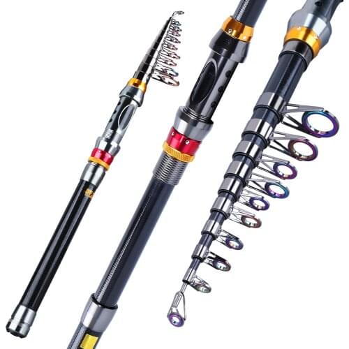Sougayilang Spinning Fishing Rod 1.8m-3.6m Telescopic Rod Carbon Fiber Portable Travel Fishing Pole for Saltwater Fishing Tackle