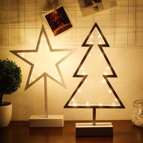 Led Night Light Warm White Star Christmas Tree Heart Shape Creative Lamp for Home Bedroom Decoration Decor Holiday Lighting