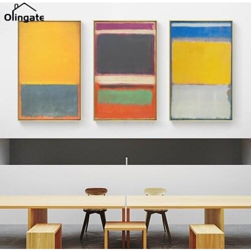 Vintage Abstract Red Yellow Colorful Splash Ink Prints Canvas Painting Posters Wall Art Pictures for Living Room Home Decor