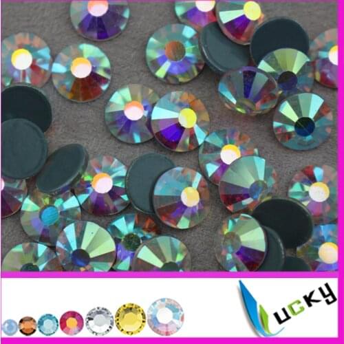 Top quality flat back rhinestones hotfix! 144pcs ss50 10MM Crystal AB color iron on crystal with strong grey glue super shine