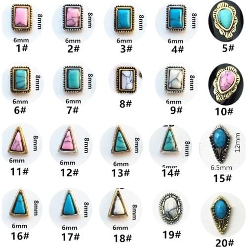 10pcs/lot Japan Korea 3D Alloy Nail Art Decorations Metal Retro Triangle Stone Nail Accessories Charm Nail Parts Supplies