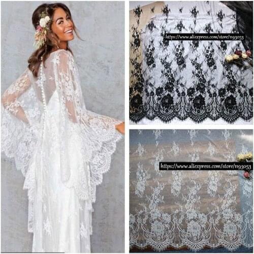 3M/Lot Exquisite eyelashes lace fabric handmade DIY 70cm-150cm wide clothing wedding dress curtains accessories CR1614