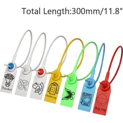 300mm/11.8" Disposable Plastic Security Seals Custom Label Garment Tag Cable Tie for Logistics Container Clothes Bags 100Pcs