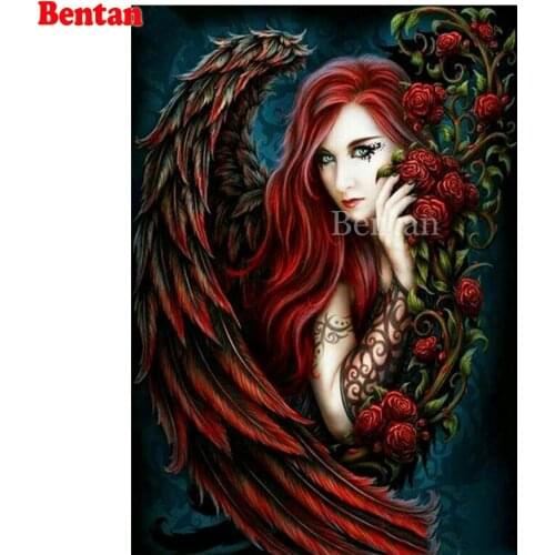 5D Diamond painting Angel beauty red rose flower Full Square New arrival Diamond embroidery Cross stitch Diamond mosaic icons