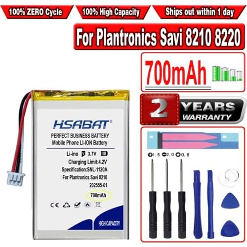 HSABAT 700mAh 202555-01 Battery for Plantronics Savi 8210 8220 Headset
