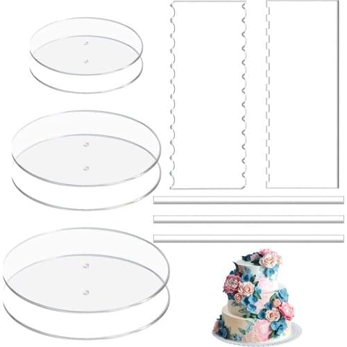 Transparent Cake Scraper Acryli Cake Scraper Set For Cream Cakes Smooth Rectangular Pastry Decoration Cutter Kitchen Baking Tool