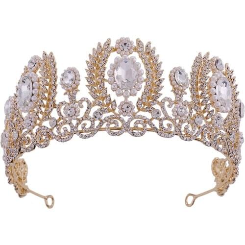 Hair Accessories Baroque Color Rhinestone Big Crown White Rhinestone Bridal Headdress Hair Accessories for Women Rhinestones