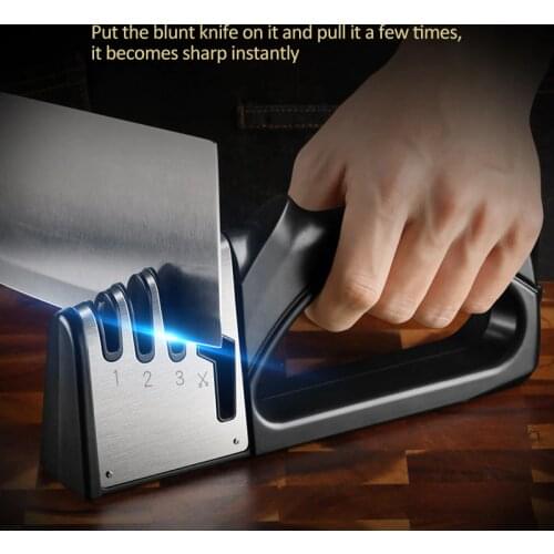 Quick Knife Sharpener 4 in 1 Diamond Coated&Fine Rod Knife Shears and Scissors Sharpening Stone System Stainless Steel Blades