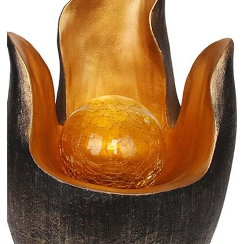 Flower Solar Power Light Amber Crackle Globe Glass for Walkway Tabletop