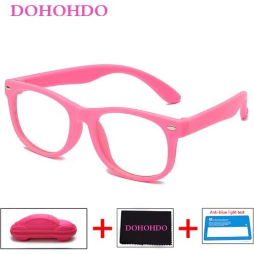 DOHOHDO Anti Blue Light Glasses For Kids Children TR90 Flexible Frame Boy Girls Computer Clear Lens Blocking Eyeglasse With Box