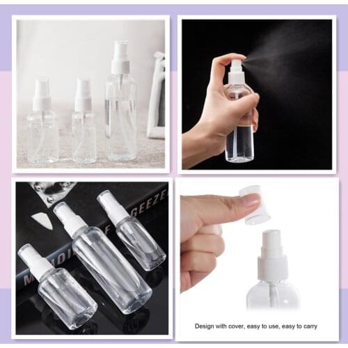 100/50/30ml Spray Bottle Refillable Non-toxic Transparent Plastic Bottle Portable Travel Refillable Cosmetics Container Tools