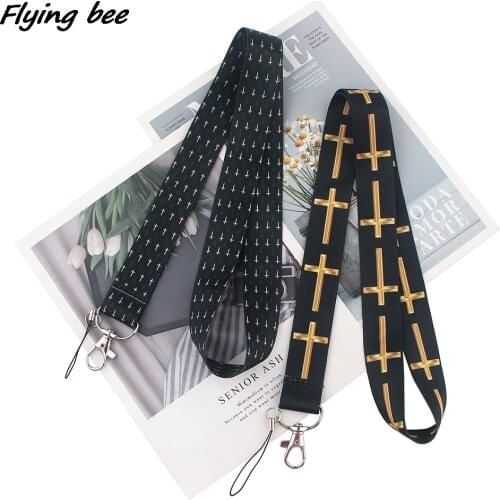 Flyingbee Cross Prayer Lanyards ID Badge Holder ID Card Pass Mobile Phone Straps Badge Key Holder Keychain X1621