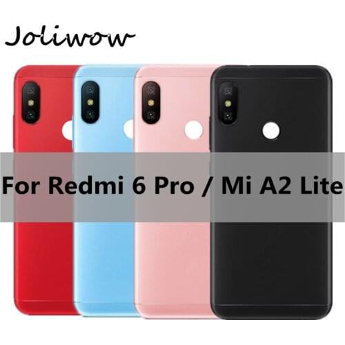 For Xiaomi Redmi 6 Pro / Mi A2 Lite Battery Cover Rear Door Metal Back Cover Replacement Housing Case +Power Volume Button