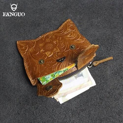 Small Mini Coin Purse Handmade Genuine Leather Credit Card Holder Wallet Portable Storage Business ID Cards Slot Money Bag