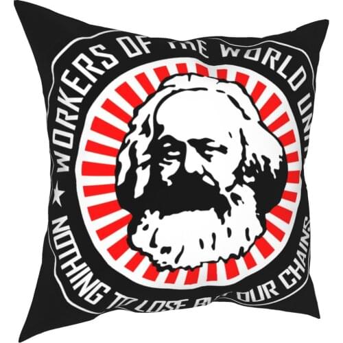 Karl Marx Workers Unite Throw Pillow Cover Polyester Cushions for Sofa Communism Marxism Socialism Novelty Pillowcase