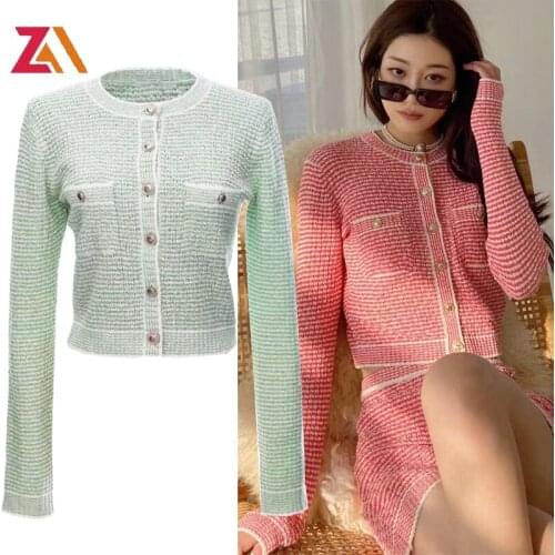 ZALady fashion slim Knitted pullover casual long sleeve Single-breasted women clothing short tops slim Sweater femme sweats