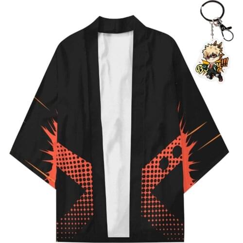 My Hero Academia Bakugou Katsuki Cosplay Costumes Shirt Robe With Keychain Halloween Suit