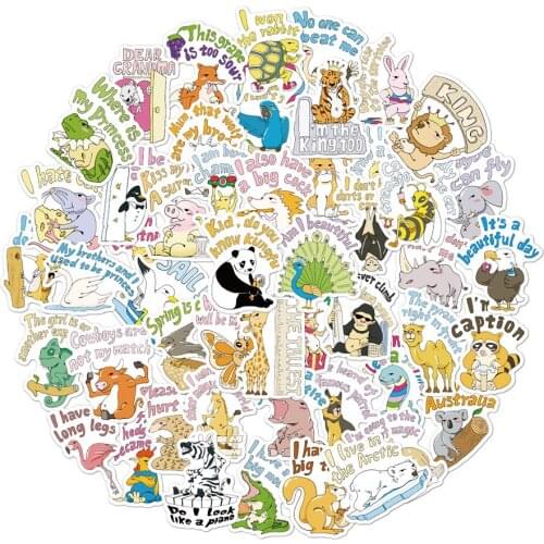 50pcs Animal Cartoon Cute Letter Stickers For Laptop Bicycle Scrapbooking Material Guitar Helmet Waterproof Adesivos Stickers