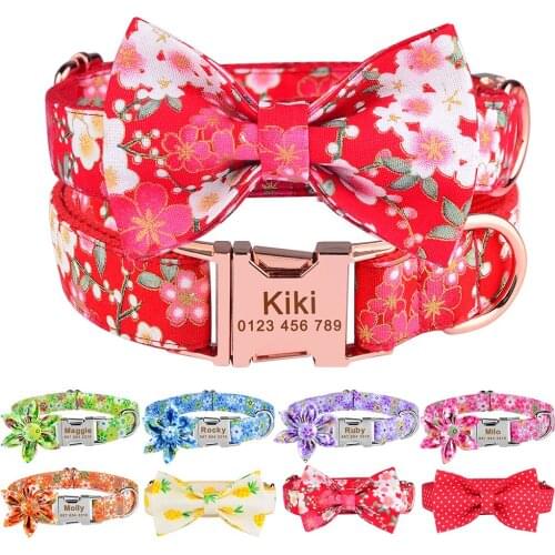 Adjustable Nylon Unisex Personalized Name Dog Collar Pitbull Printed Engraved Name Dog Tag Puppy Small Large Medium Pet Collar