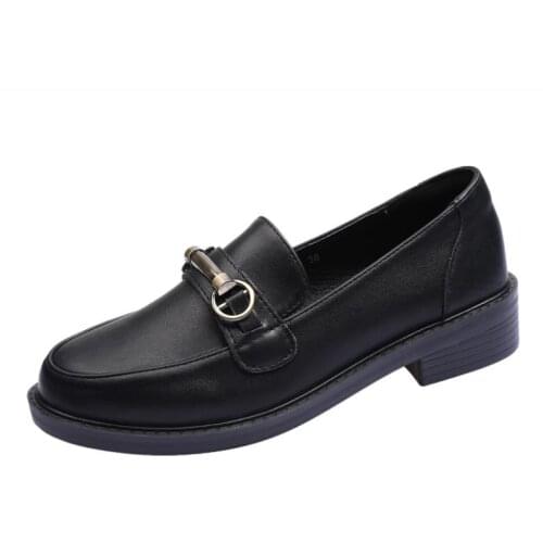 YSHUNIJ 2021 New Female British Spring and Autumn Chunky-Heel Surest Ultra-Soft Soft Retro Shoes Womens Shoes High Heel