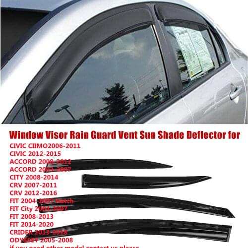 Window Visor Rain Guard Vent Sun Shade Deflector for Honda Civic 2006-2011