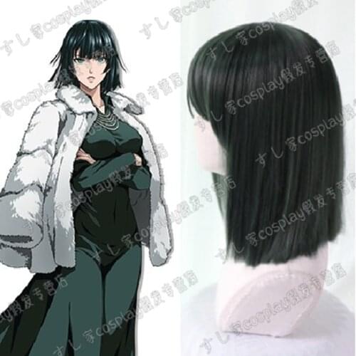 Anime One Punch Man Fubuki Cosplay Wigs Dark Green Heat Resistant Synthetic Hair Perucas Cosplay Wig + Wig Cap
